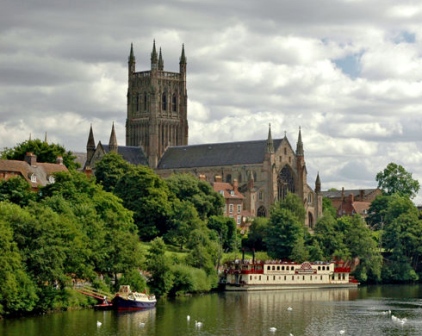 Worcester Cathedral seen from Worcester Bridge